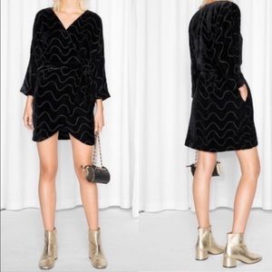 & Other Stories Black Velvet Wrap Dress